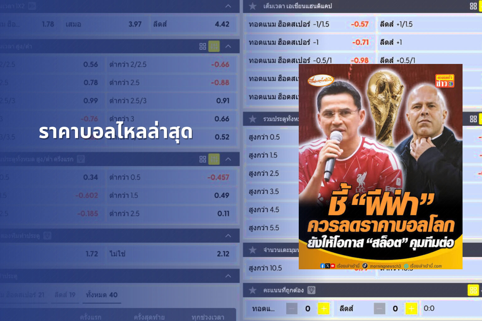 ราคาบอลไหลล่าสุด - sports betting odds