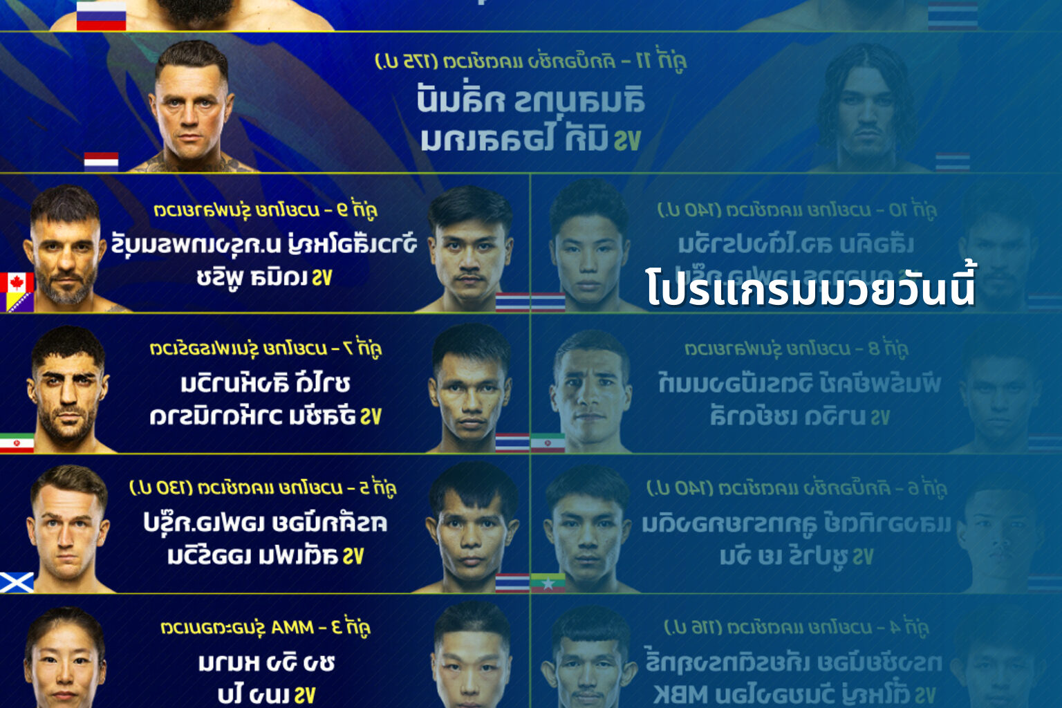 โปรแกรมมวยวันนี้ - boxing schedule