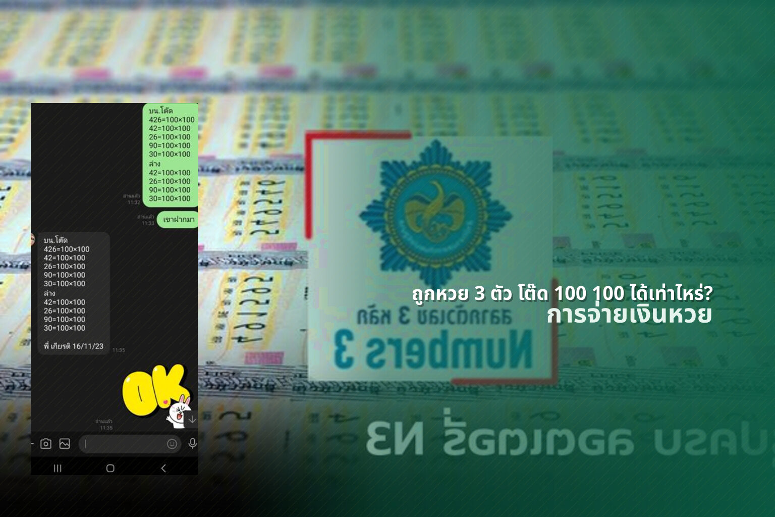 ถูกหวย 3 ตัว โต๊ด 100 100 ได้เท่าไหร่? - หวย