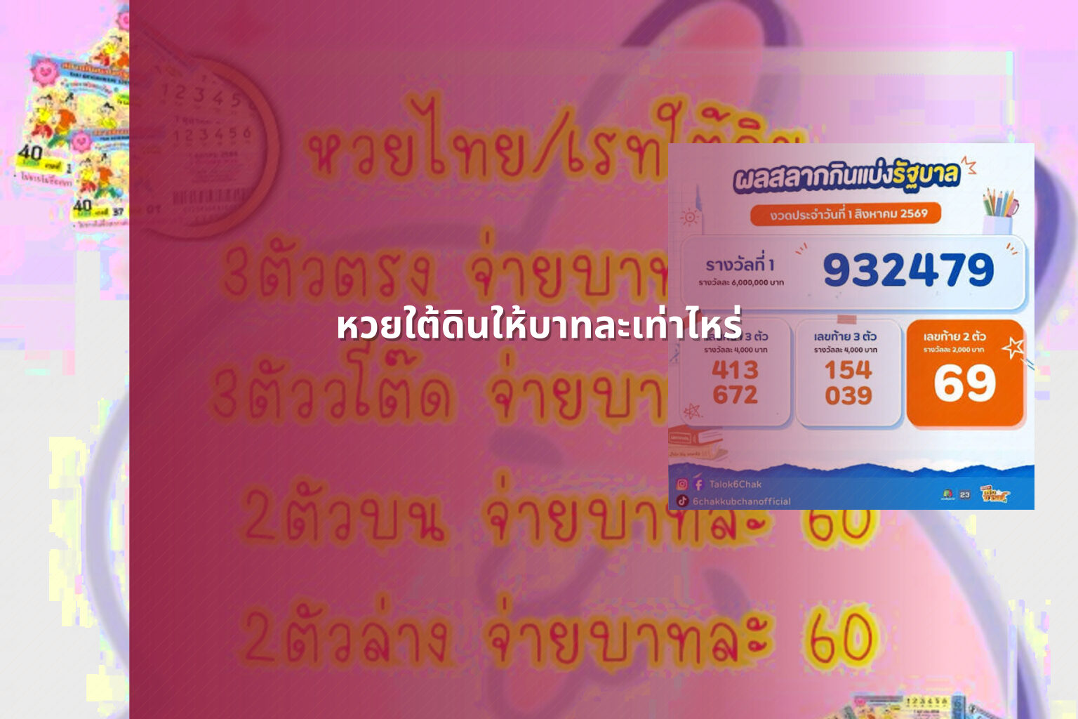 หวยใต้ดินให้บาทละเท่าไหร่ - หวยใต้ดิน