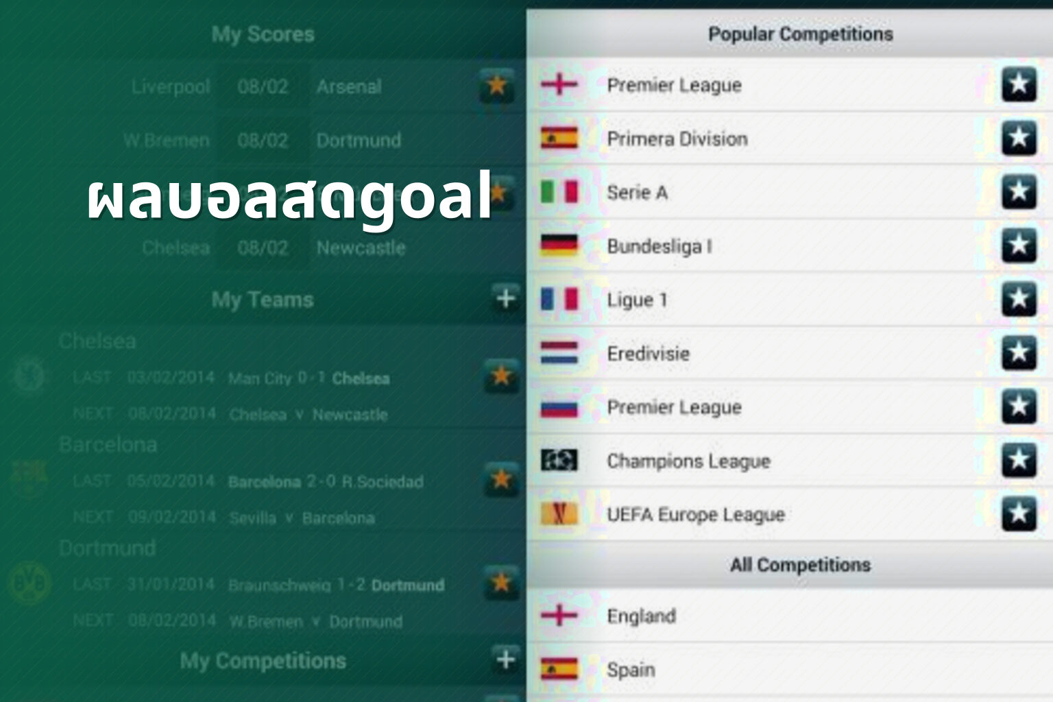 ผลบอลสดgoal - live football scores