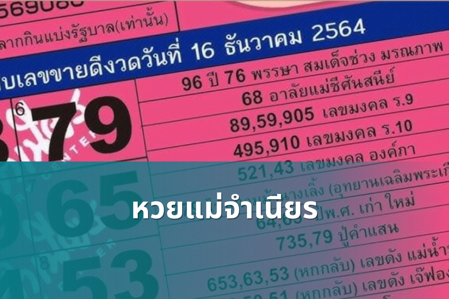 หวยแม่จําเนียร - lottery tips