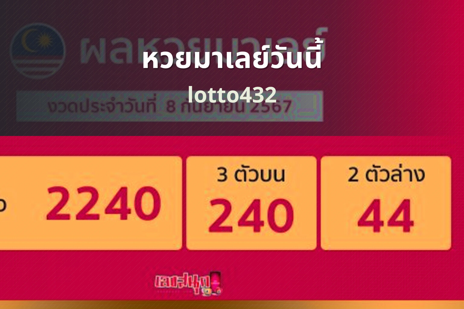 หวยมาเลย์วันนี้ - Malaysian lottery results