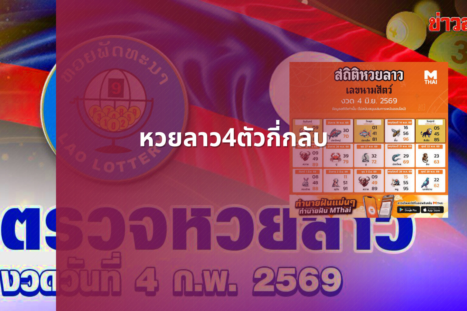 หวยลาว4ตัวกี่กลับ - หวยลาว
