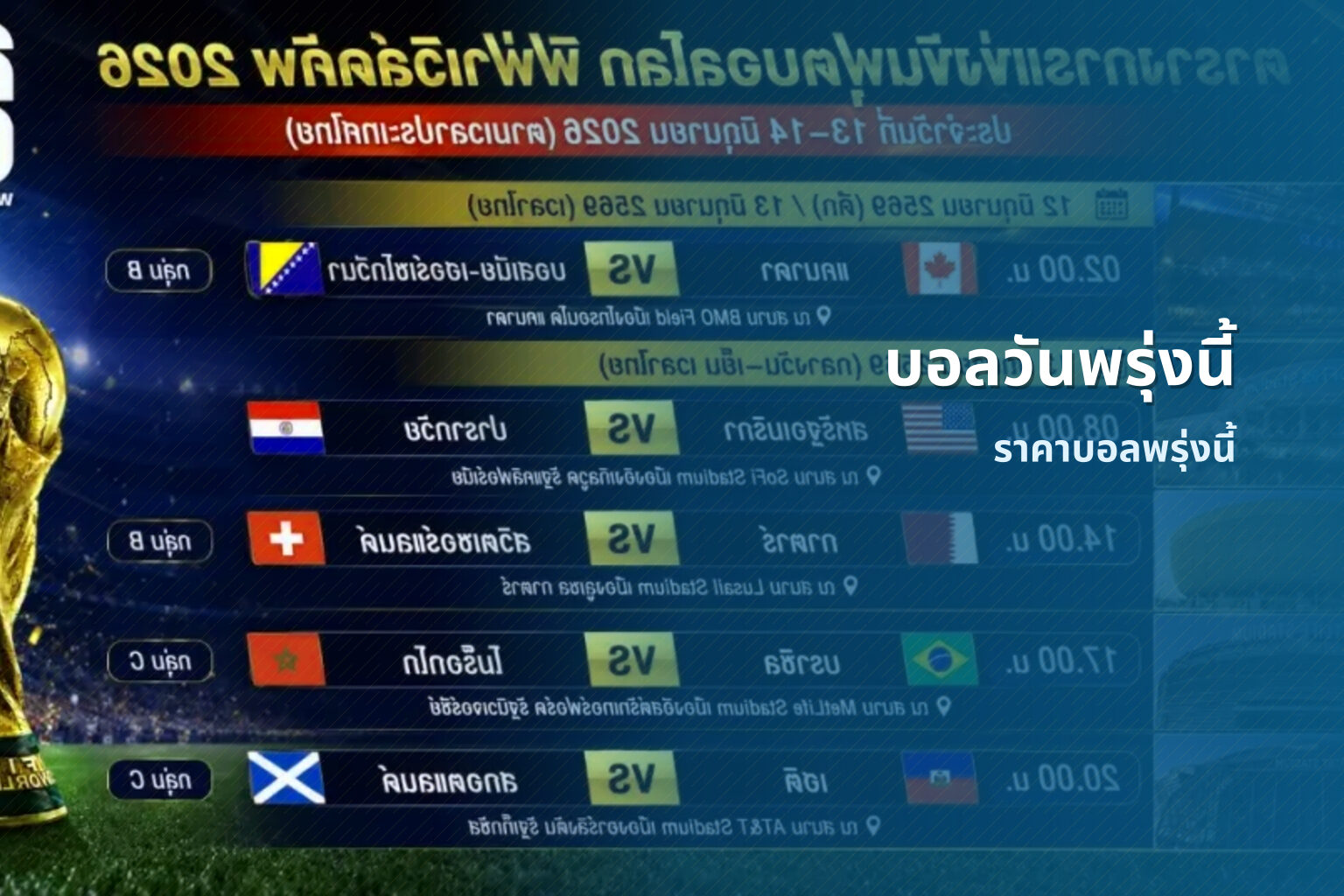บอลวันพรุ่งนี้ ราคาบอลพรุ่งนี้