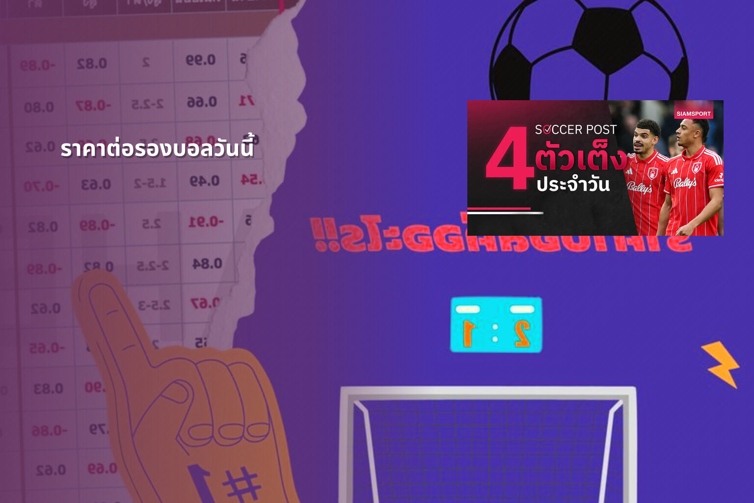 ราคาต่อรองบอลวันนี้ - sports odds