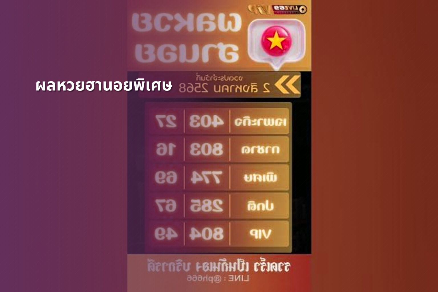 ผลหวยฮานอยพิเศษ - lottery results
