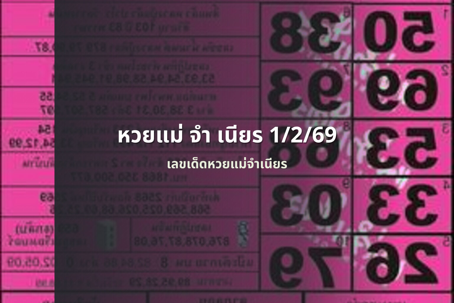 หวยแม่ จํา เนียร 1/2/69 - หวยแม่จำเนียร