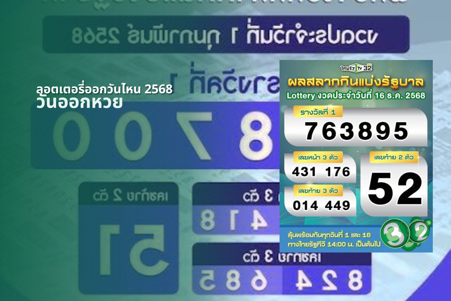 ลอตเตอรี่ออกวันไหน 2568 - lottery schedule