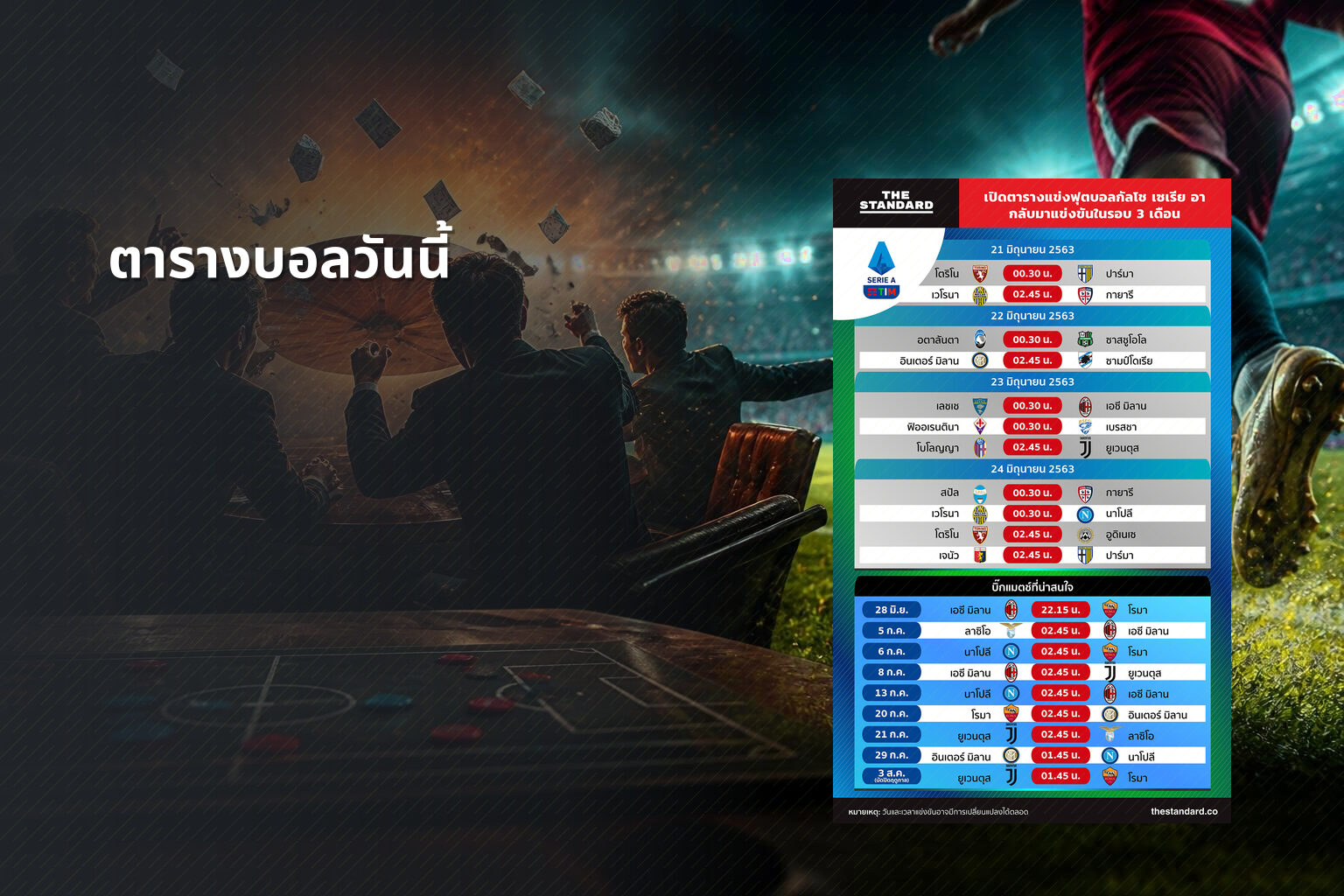 ตารางบอลวันนี้ - sports schedules