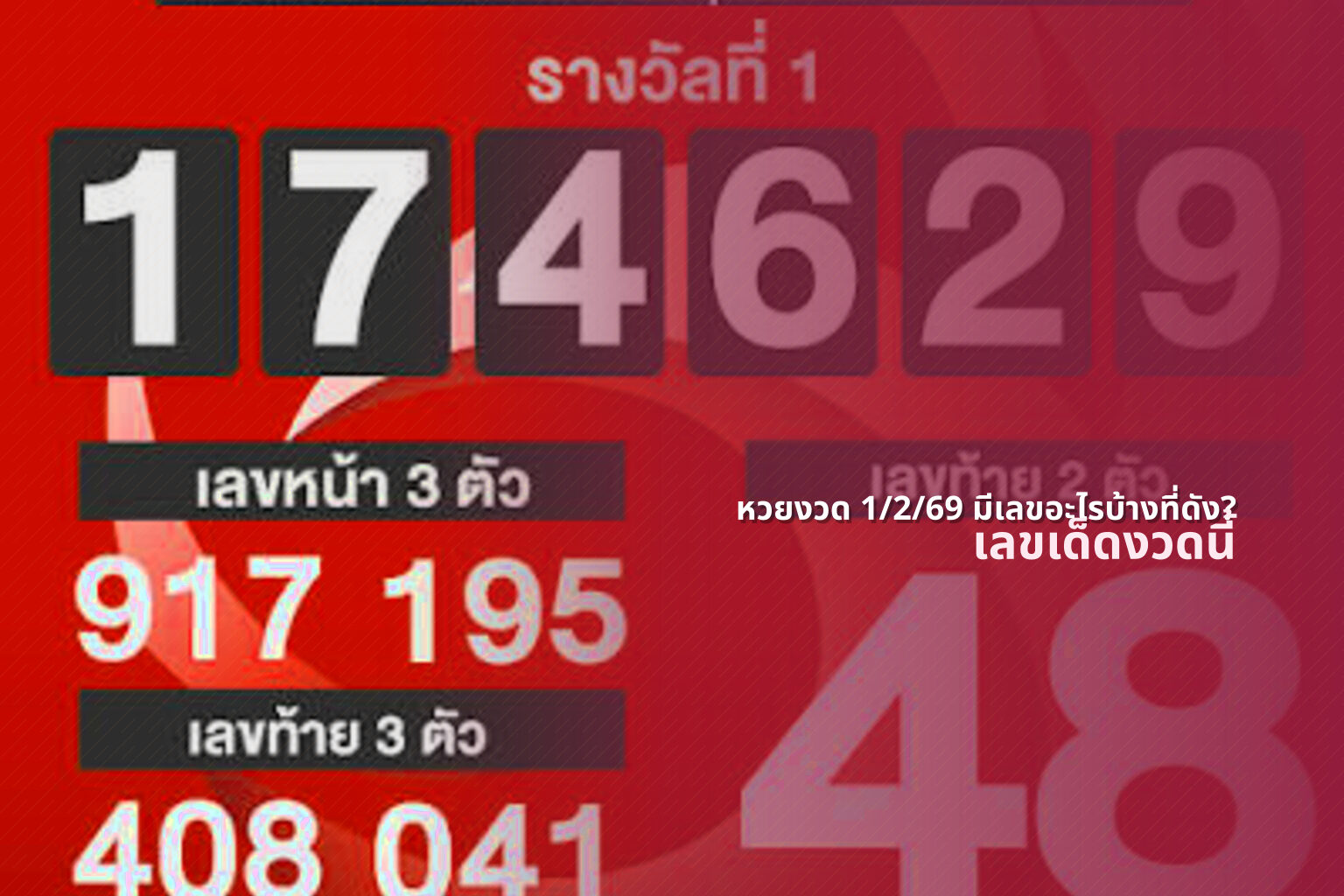 หวยงวด 1/2/69 มีเลขอะไรบ้างที่ดัง? - หวย