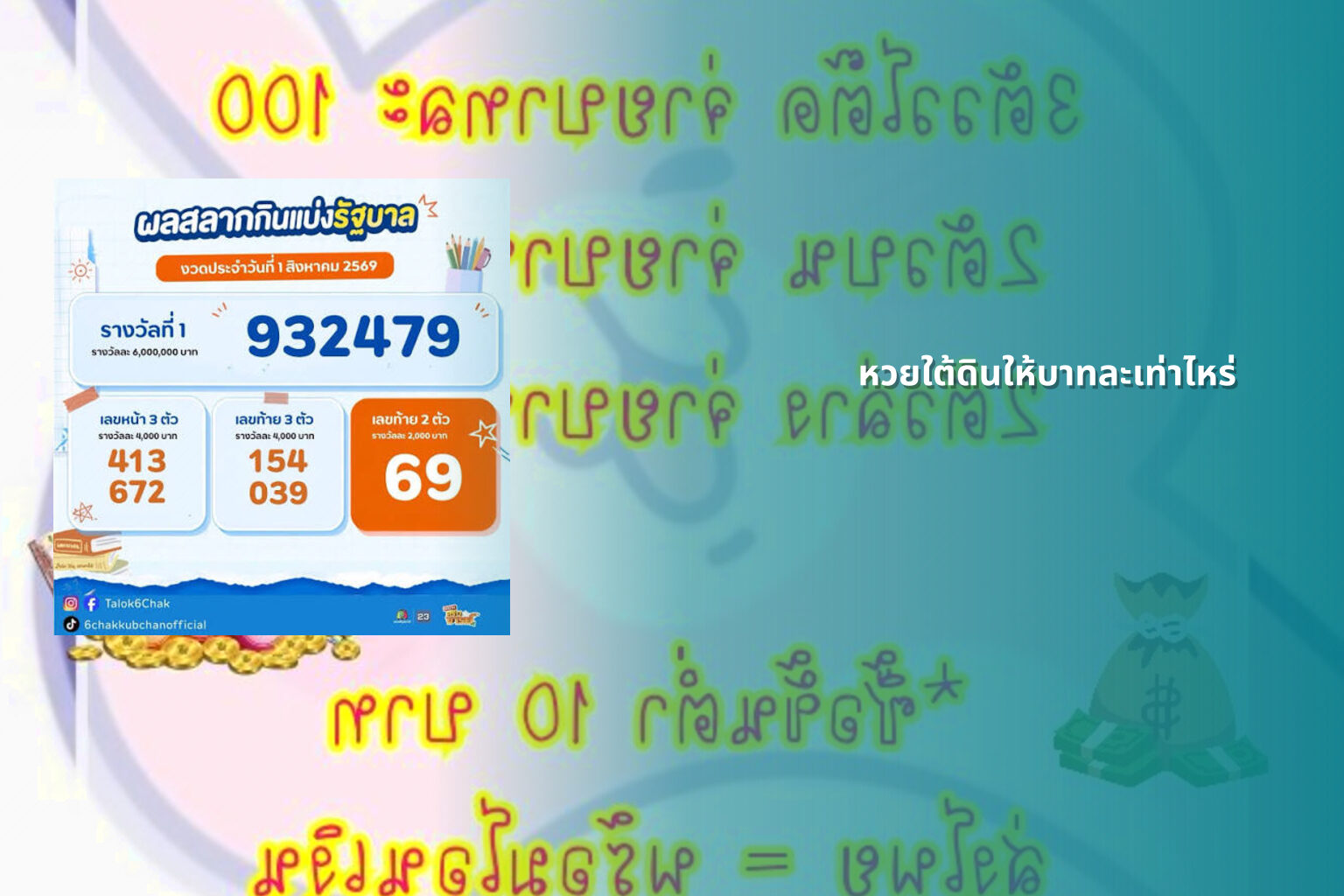 หวยใต้ดินให้บาทละเท่าไหร่ - หวยใต้ดิน
