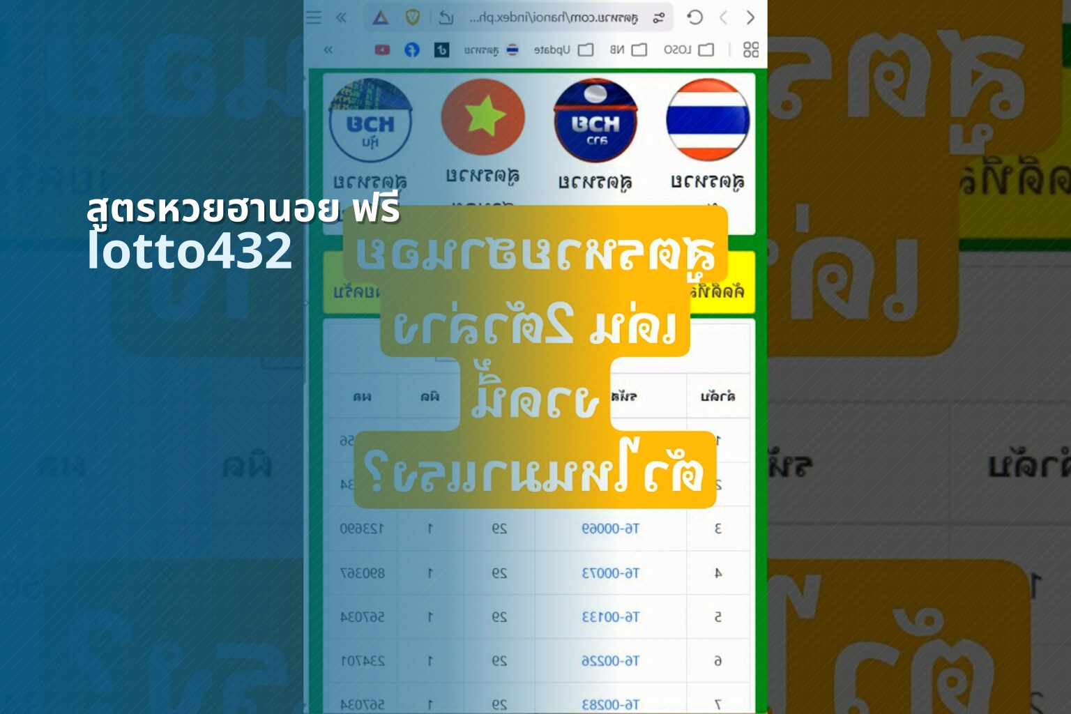 สูตรหวยฮานอย ฟรี - free Hanoi lottery formula