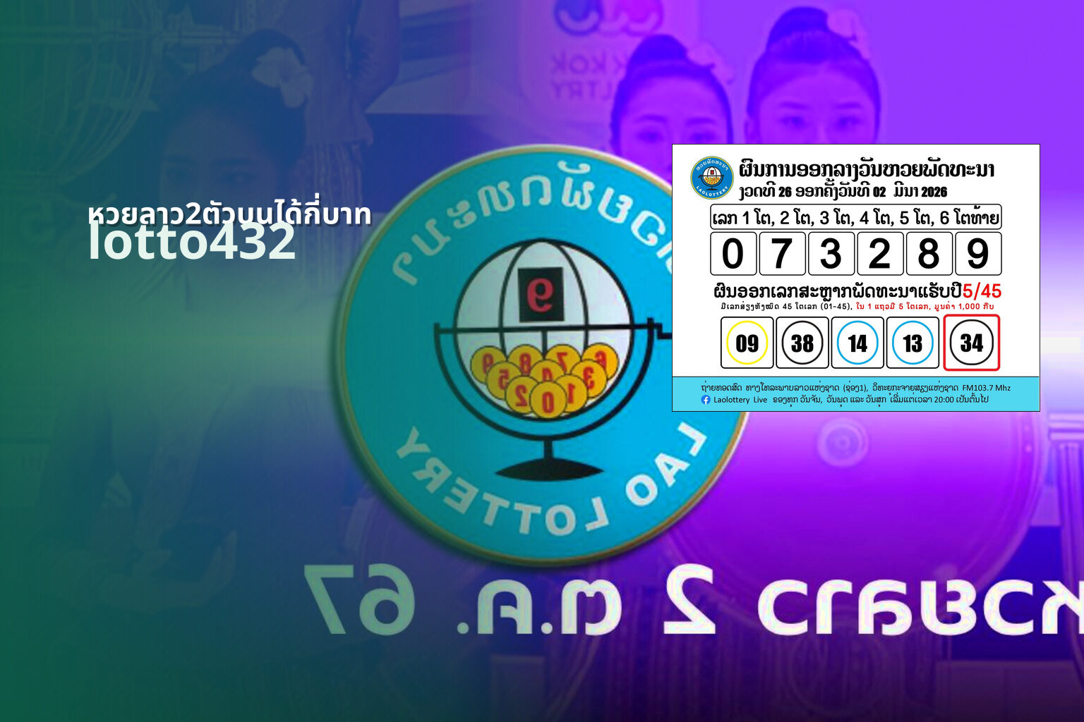 หวยลาว2ตัวบนได้กี่บาท lotto432