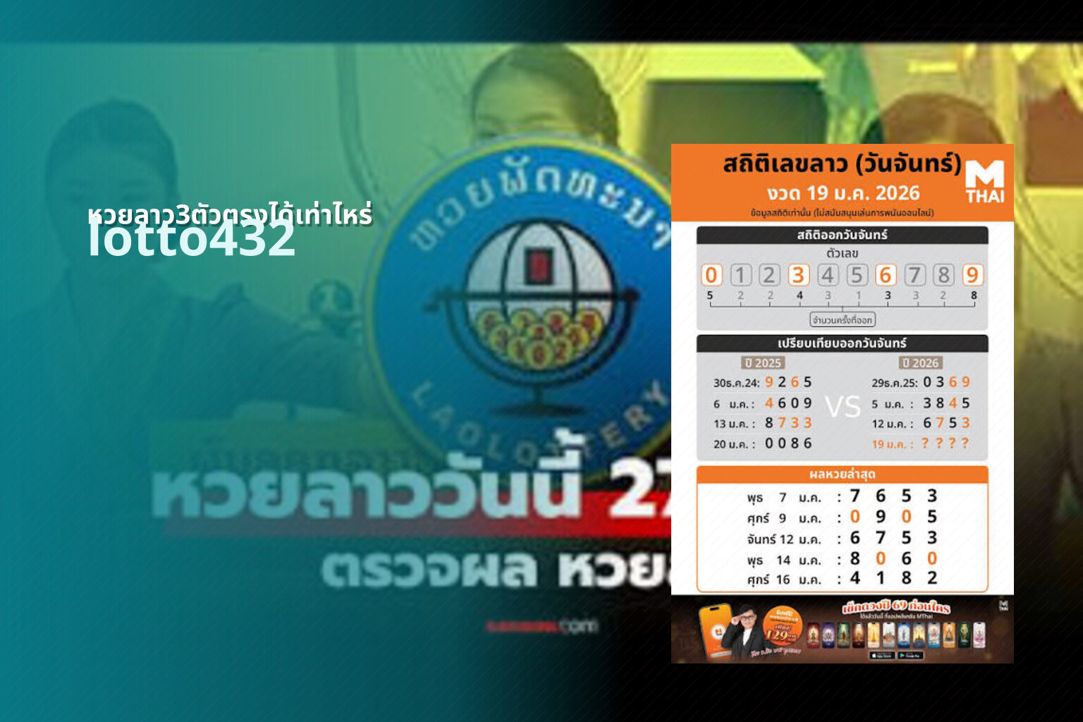 หวยลาว3ตัวตรงได้เท่าไหร่ lotto432